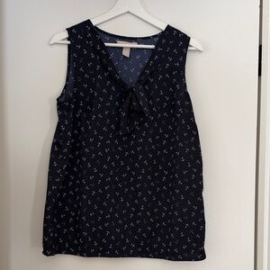 Banana Republic Dark Blue Anchor Print Blouse